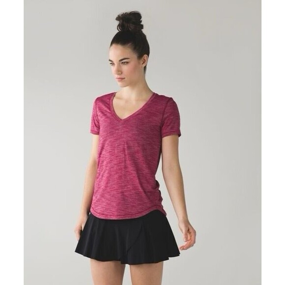Lululemon What The Sport Tee Athletic Short Sleeve T Shirt Regal Plum Red Size 4 - Picture 6 of 6